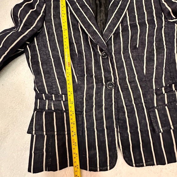 Striped Navy blue and White Women's Jacket - Picture 6 of 11